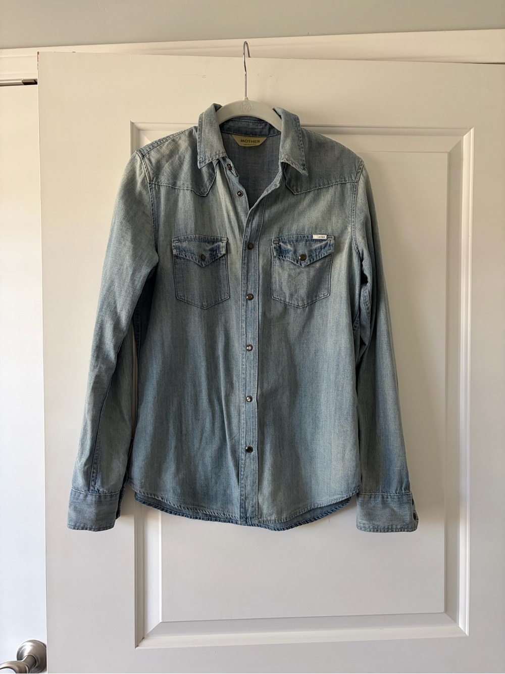 Mother Light Wash Denim Western Shirt - Womens